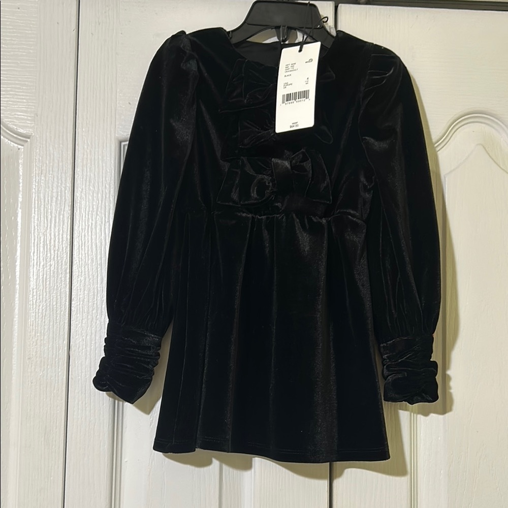a loves a girls Elegant Black Velvet girls dress
